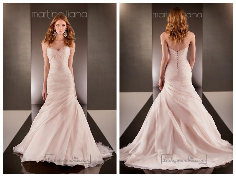 Wedding - Fit and Flare Cross Sweetheart Neckline Ruched Bodice Wedding Dresses