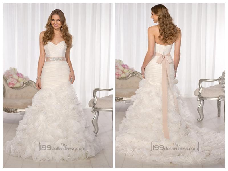 Wedding - Fit and Flare Sweetheart Criss-cross Bodice Wedding Dresses with Layered Skirt