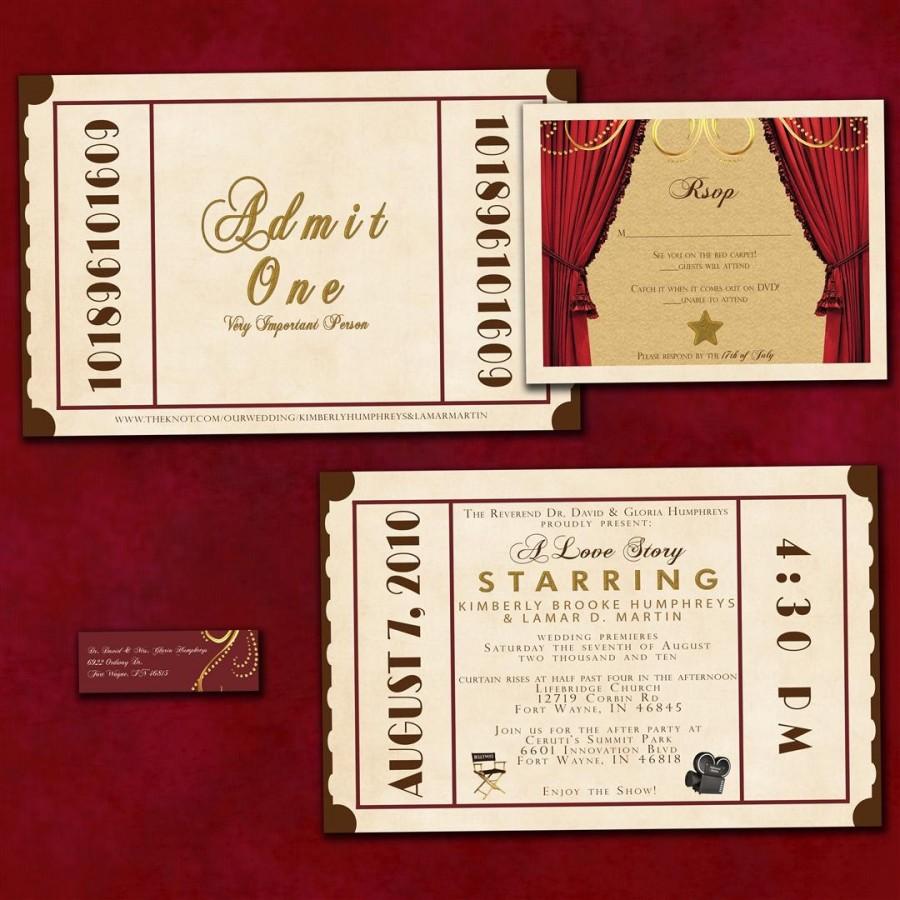 زفاف - Antique Theatre Ticket Custom  Wedding Invitation Sample Packet - Antique Theatre Ticket