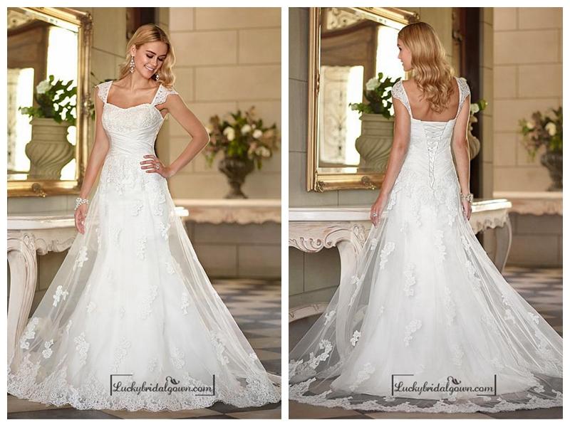 Hochzeit - Alluring Tulle Sweetheart Neckline Raised Waistline A-line Wedding Dress