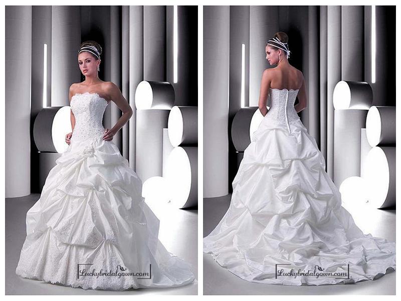 Wedding - Beautiful Elegant Exquisite Taffeta Ball Gown Wedding Dress In Great Handwork