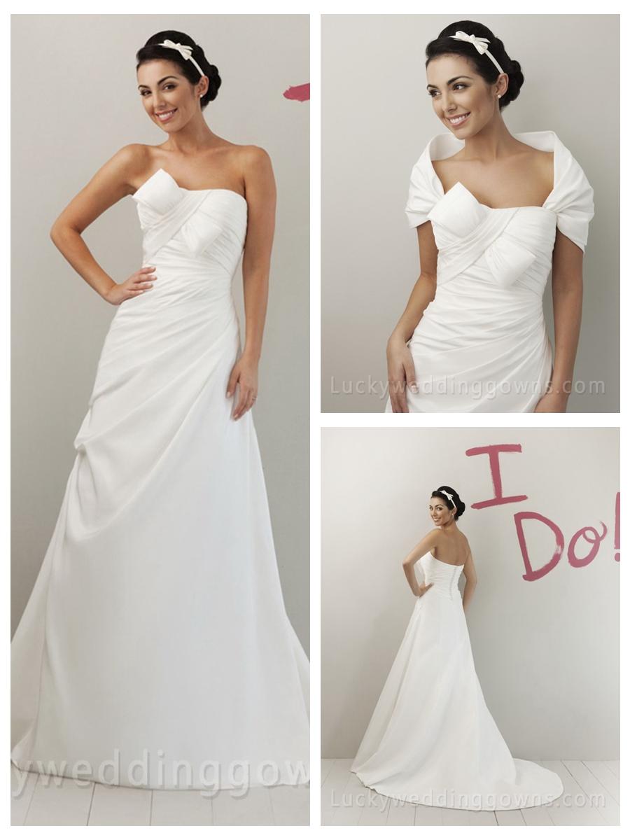 Hochzeit - Unusual A-line Ivory Taffeta Strapless Summer Wedding Dress with Asymmetrical Draped