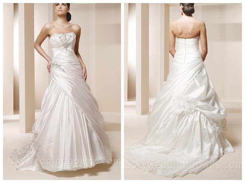 Свадьба - Taffeta Trumpet Bridal Ball Gown with Asymmetrical Pleated Skirt
