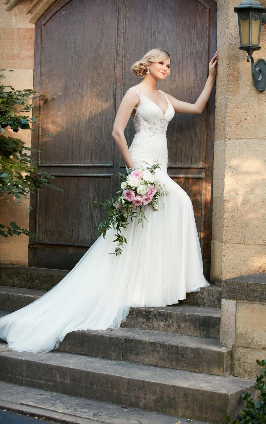 Hochzeit - Essense of Australia French Tulle & Lavish Satin Wedding Gown Style D2078