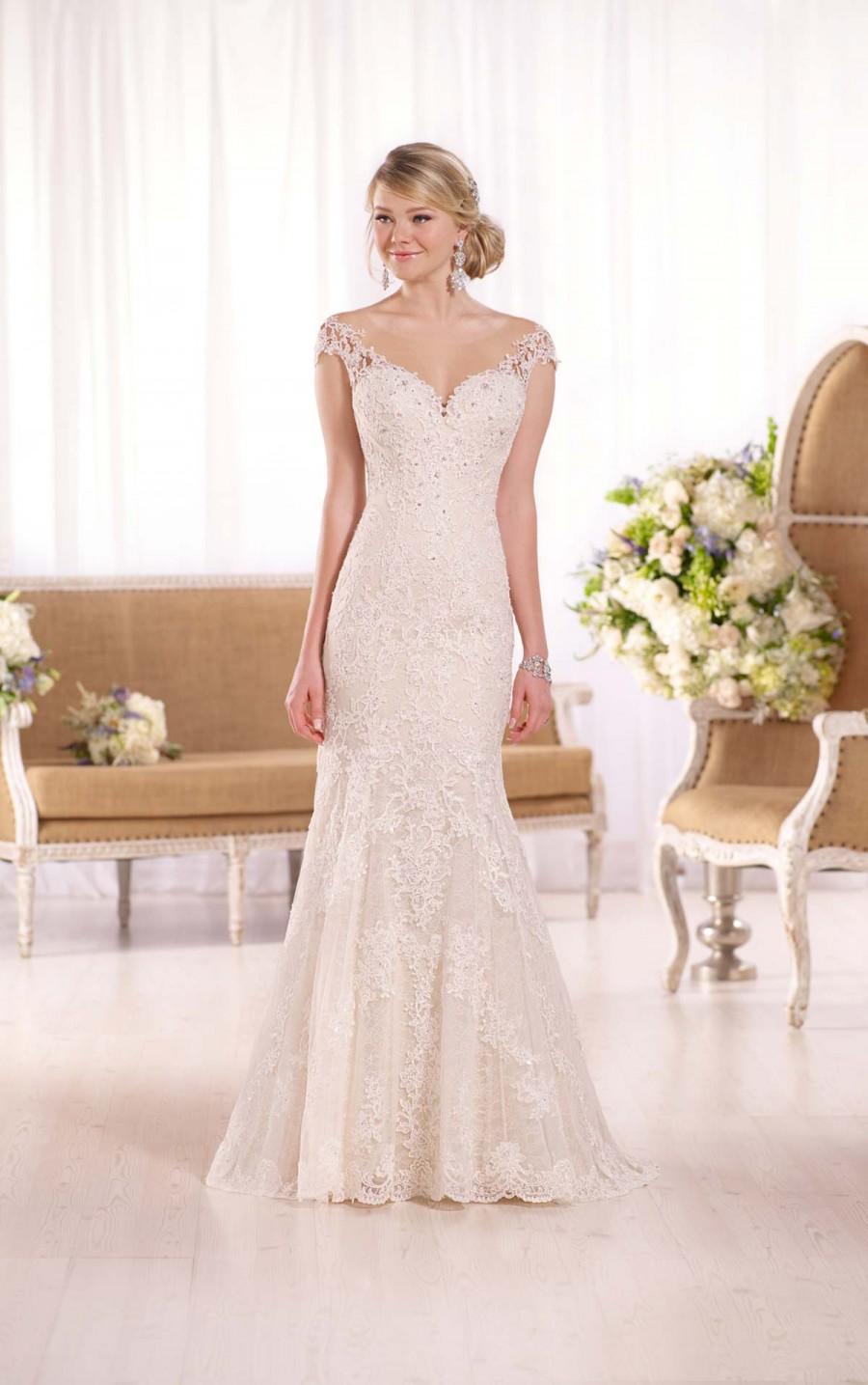 Hochzeit - Essense of Australia Cap-Sleeve Fit-And-Flare Wedding Gown Style D1994
