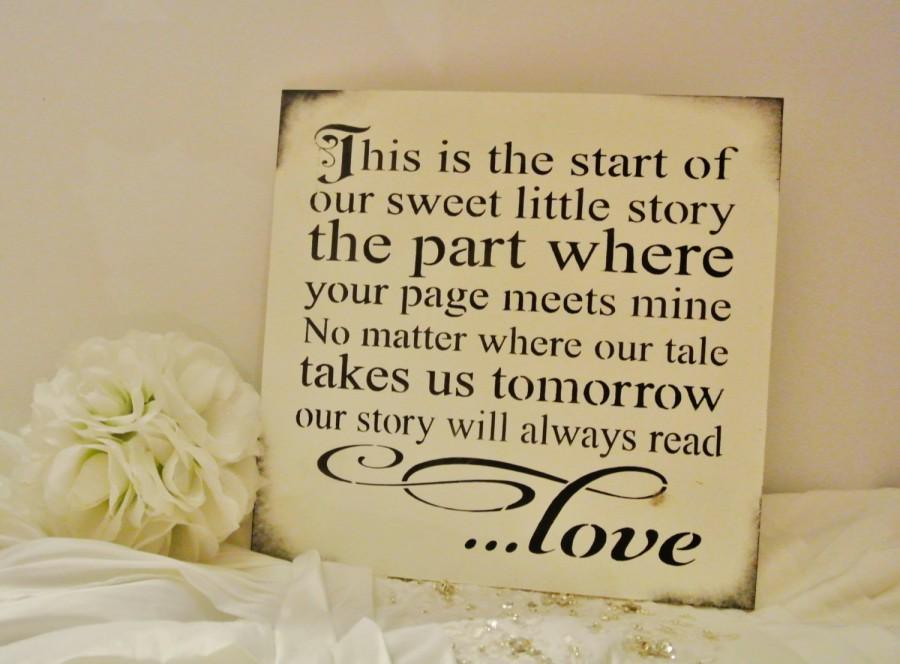 Mariage - Wedding Sign Decor, Anniversary Gift for men, gift, shabby rustic this is the start of our story love, storybook once upon a time