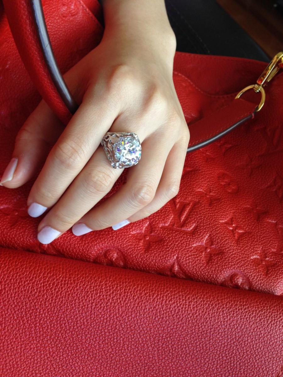 Hochzeit - 9 Carat Round Cut Scroll Filigree Engagement Ring, Man Made Diamond Simulant, Wedding Ring, Promise, Bridal, Birthstone, Sterling Silver,