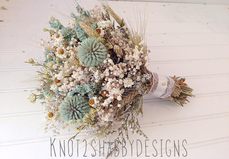 Hochzeit - Mint wildflower bridal bouquet 