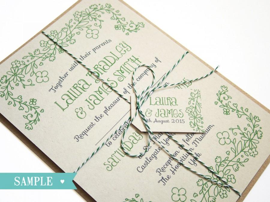 Mariage - Country Flowers Wedding Invitation Rustic Eco SAMPLE