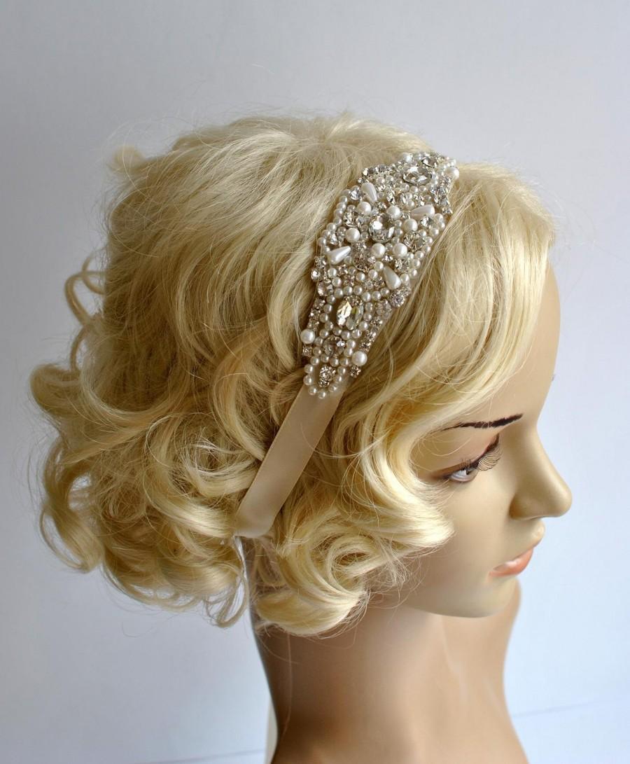 زفاف - Crystal Pearls Rhinestone ,Crystal Headband, Bridal Headband, Wedding Hair Piece, Bridal Headpice, Wedding Headband,Crystal Headpiece