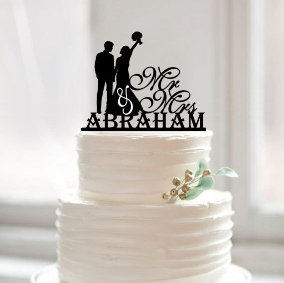 Wedding - Silhouette cake topper,mr mrs with last name cake topper,wedding cake topper silhouette,bride and groom cake topper ,music cake topper