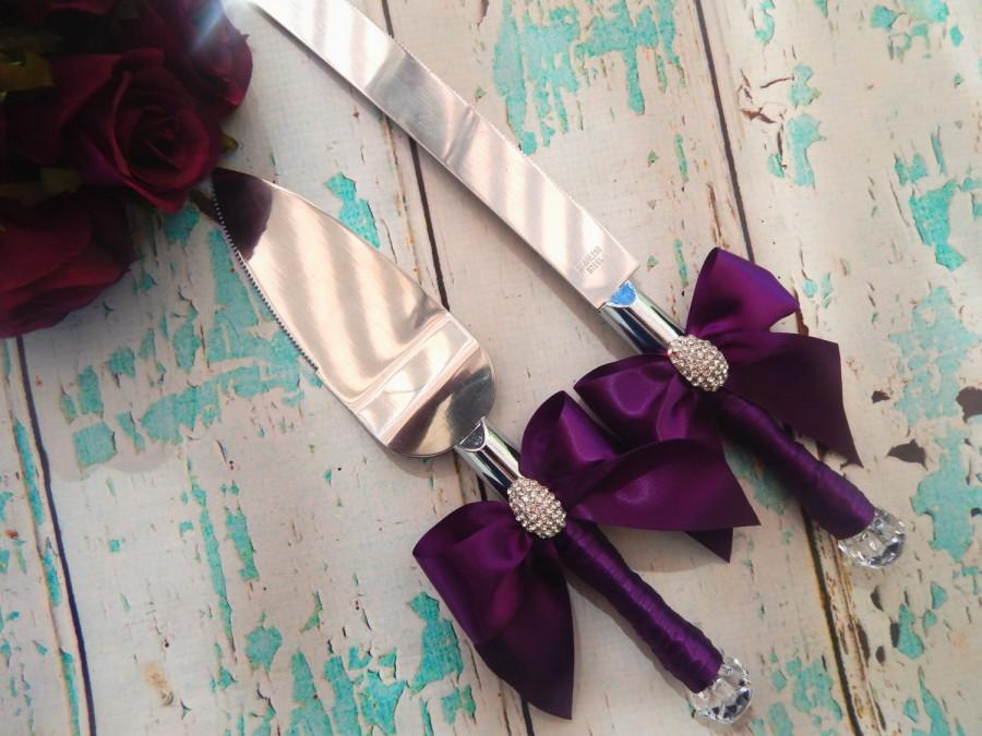 Свадьба - Wedding Cake Knife Set / Wedding Cake Serving Set / Plum Wedding knife set / Cake Cutting Set / Set for Weddings / YOUR COLOR MATCH /