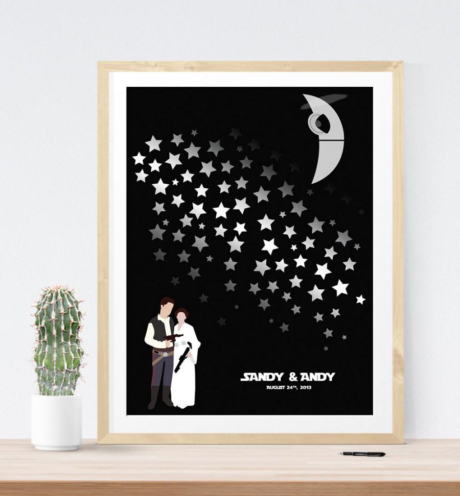 Hochzeit - Star Wedding Guest Book Alternative with Couple for Fun Wedding Guestbook or Geeky Wedding Reception idea
