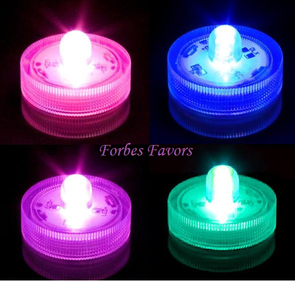 Hochzeit - 40 LED Blue, Purple, Teal or Pink Waterproof Submersible Lights for Centerpiece Wedding Special Occasion