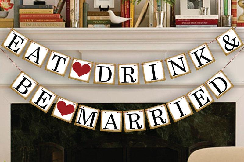 زفاف - Eat Drink Be Married Banner - Wedding Photo Prop - Wedding Sign - Wedding Banners - Wedding Garland