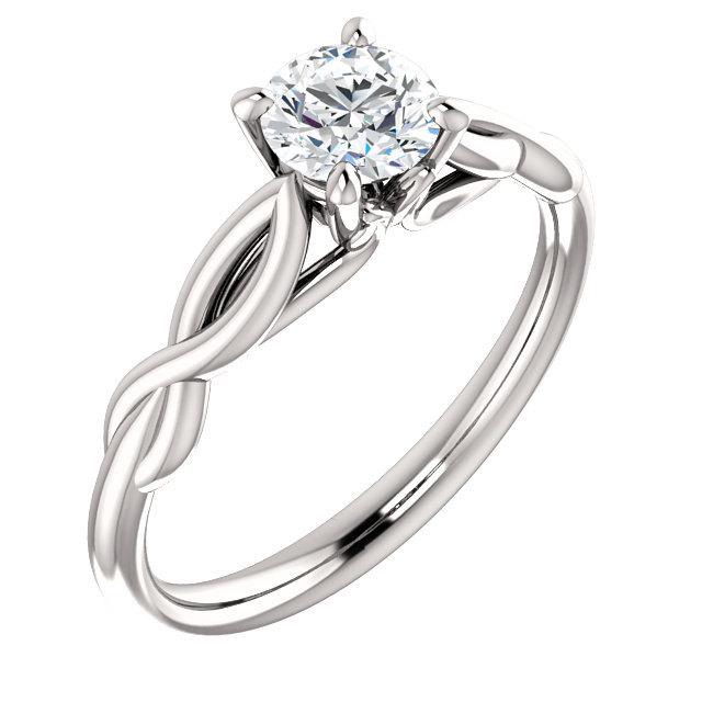 زفاف - 5mm Round 0.50 ct Forever Brilliant Moissanite 14K White Gold Engagement Ring   *************Specail  For  You*********** Gem1148