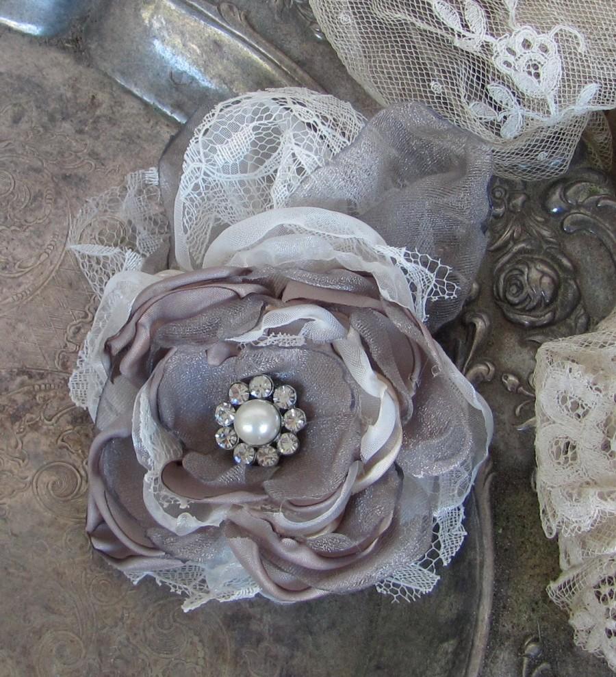 Свадьба - Wedding Corsage Pin  With Rhinestones and Pearls Made to order