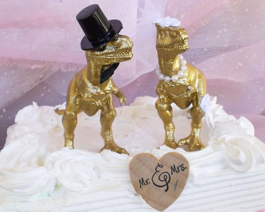 زفاف - Dinosaur Wedding Cake Topper, Gold Dinosaur, Animal Cake Topper, Rustic Wedding Cake Topper, Country Wedding, Dinosaur Theme Wedding, Mr&Mrs
