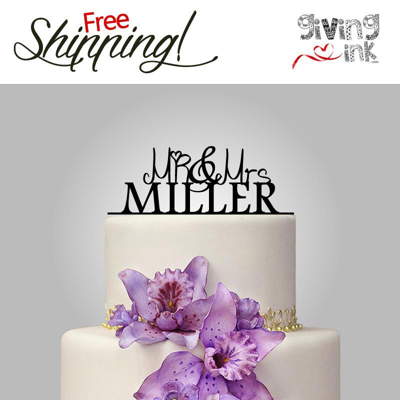 زفاف - Wedding Cake Topper, Mr & Mrs Cake Topper Last Name Cake Topper