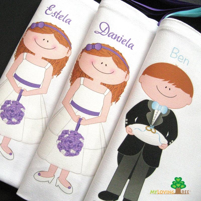 Hochzeit - Personalized Flower Girls ring bearer gifts bags summer wedding or bridal shower party or wedding give away favors