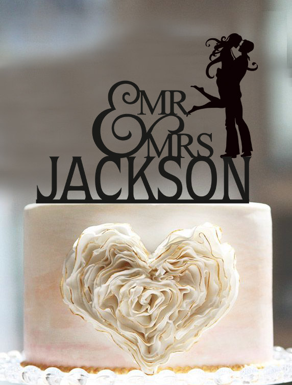 Wedding - Personalized Custom Mr & Mrs Wedding Cake Topper with YOUR Last Name