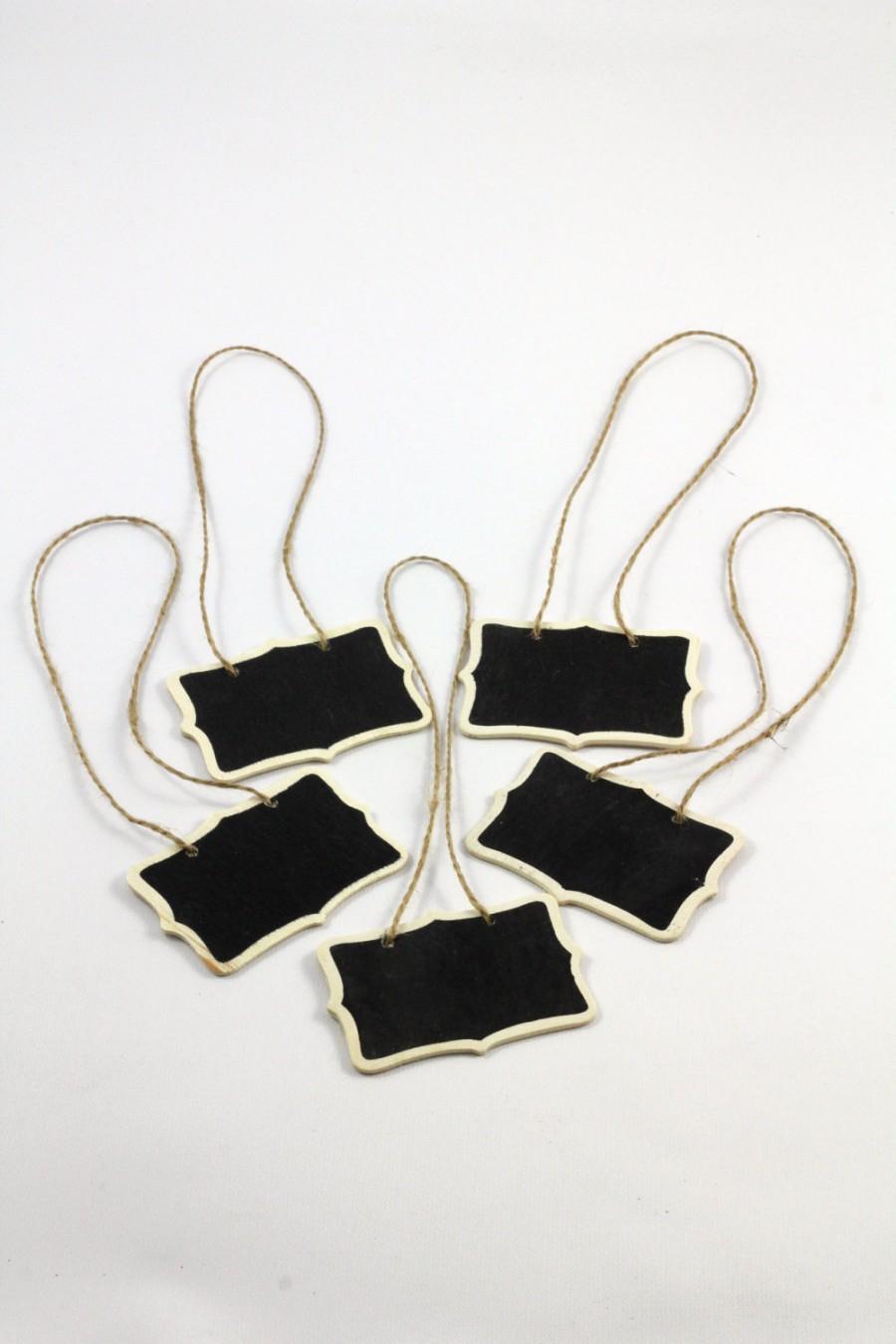 زفاف - SALE - Set of 5  - Mini Chalkboard Hanging Tags - Cottage Chic - Package embellishment  - Gift Tags Favor Tags - DearSeed
