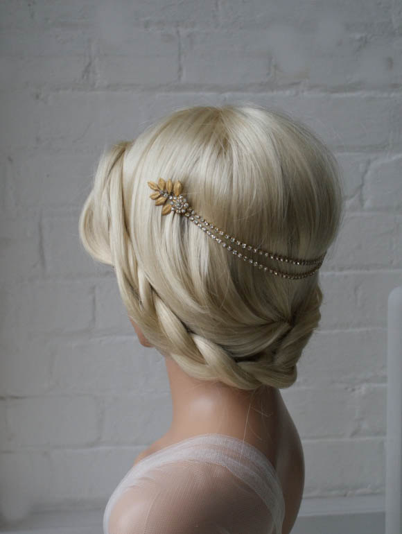 زفاف - Hair chain - Bohemian Headpiece with  drapes - Hair Jewellery -  Wedding Headpiece - Back of the Head Bridal Accessory -UK