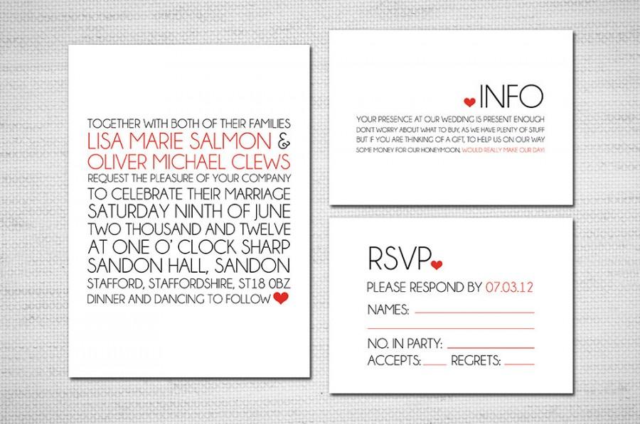 Hochzeit - Printable Wedding Invitation - Modern Typography