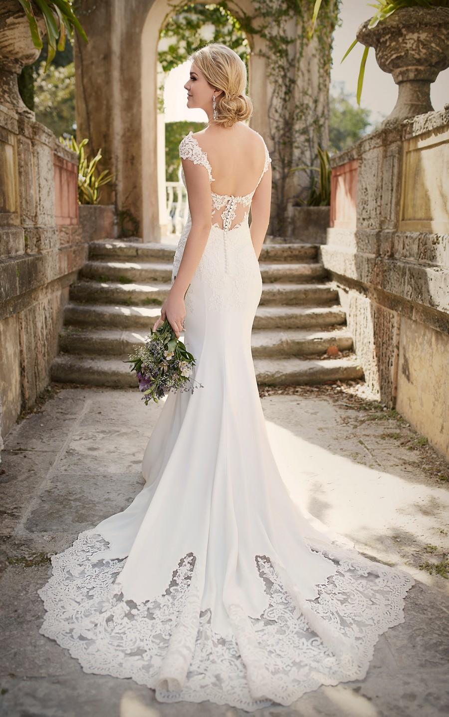 زفاف - Essense of Australia Lace Cap Sleeve Wedding Dress Style D1897