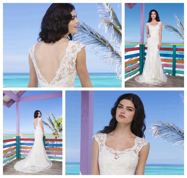 زفاف - Two Piece Slim Lace And Tulle Overlay And Charmeuse Slip Wedding Gown