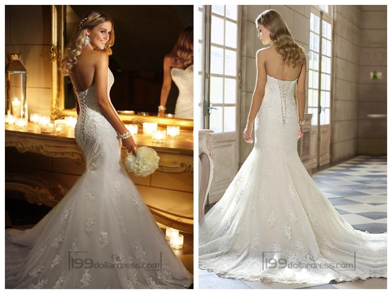 Wedding - Sweetheart Beaded Lace Appliques Fit and Flare Wedding Dresses