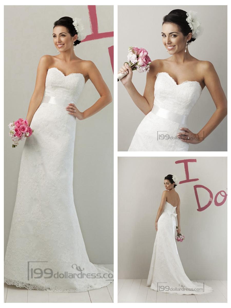 زفاف - Impression Strapless A-line Sweetheart Modified Lace Wedding Dresses