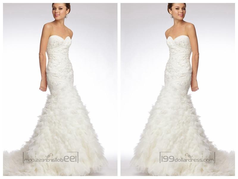 Wedding - Trumpet Strapless Sweetheart Embroidered Lace and Tulle Over Silky Taffeta Wedding Dresses
