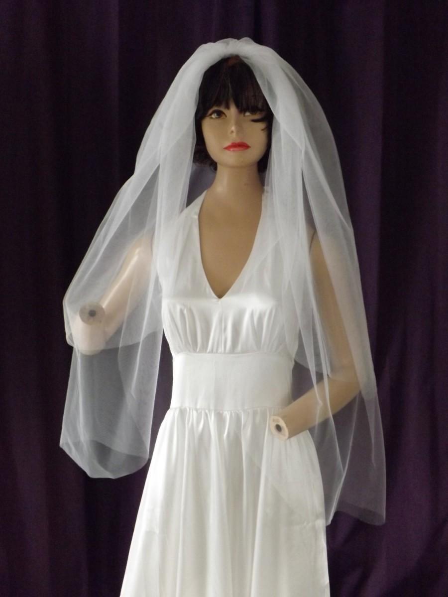 Wedding - Fingertip Wedding Veil 30/42 inches - 2T 2 Tiers Bridal Veil - Blusher Veil - White, Off-White, Ivory, Black.