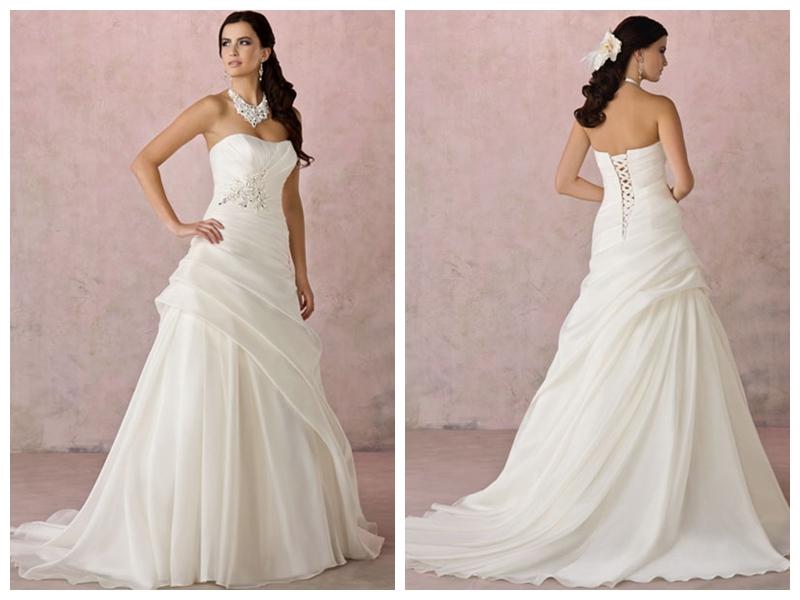 Mariage - 2014 Ruffle Lace Cheap Customer-Made Design Beads Working Lacing Wedding Dress