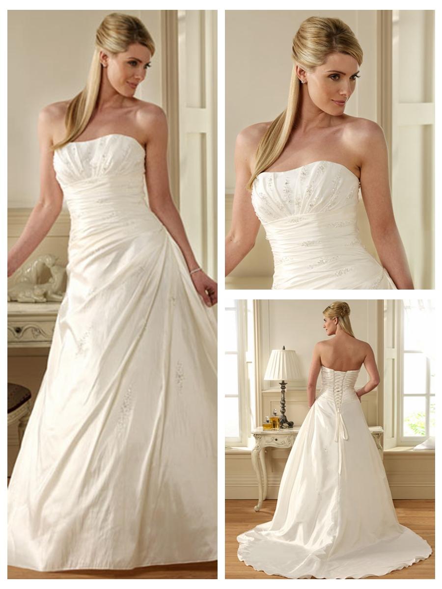 Mariage - 2014 Strapless Empire Puffed Embroider Lacing Cheap Customer-Made Design Wedding Dress
