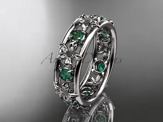 زفاف - Platinum leaf  wedding ring,engagement ring, wedding band. ADLR160 nature inspired jewelry