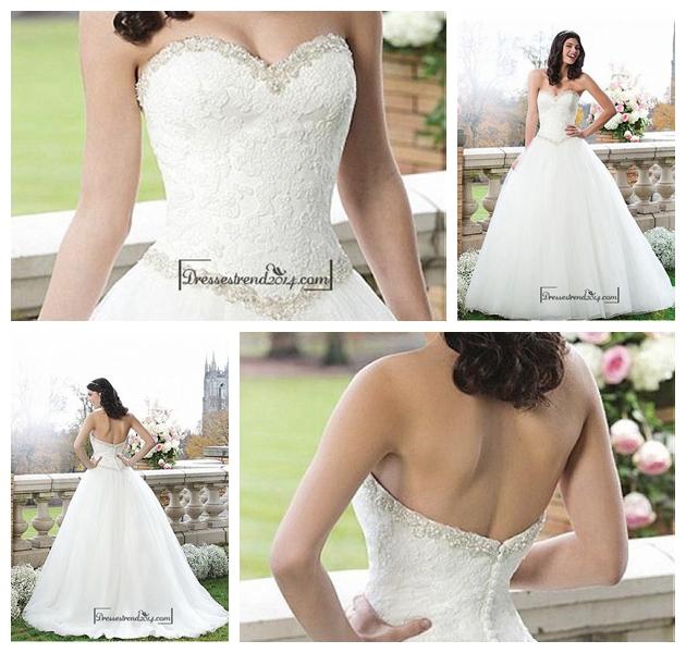 زفاف - Beautiful Organza & Satin & Tulle Ball Gown Sweetheart Basque Waistline Wedding Dress