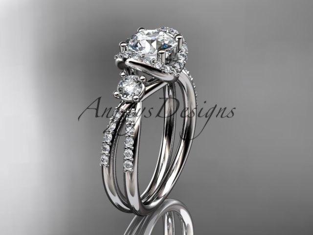 Mariage - 14kt white gold diamond unique engagement ring, wedding ring ADER146
