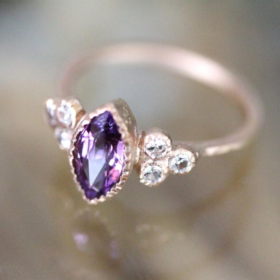 Свадьба - Purple Pink Sapphire 14K Rose Gold Engagement Ring, Gemstone Ring, Stacking Ring, Birthstone Ring, Eco Friendly - Ship In The Next 9 Days