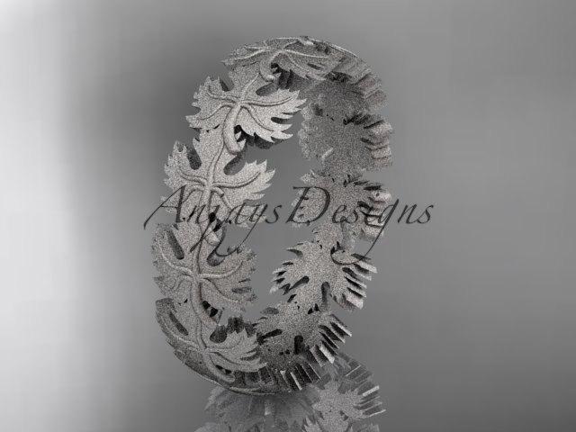 زفاف - 14kt white gold diamond maple leaf and vine wedding ring, engagement ring, wedding band ADLR40B