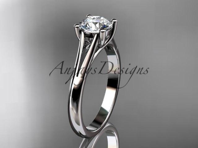 Hochzeit - platinum unique engagement ring, wedding ring, solitaire ring with a "Forever One" Moissanite center stone ADER109