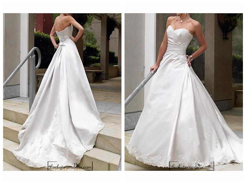 زفاف - Beautiful Elegant Satin A-line Sweetheart Wedding Dress In Great Handwork