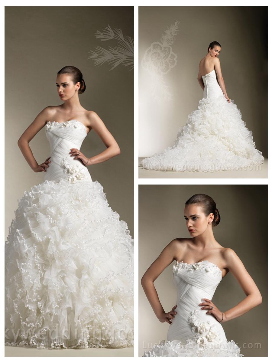 Hochzeit - Sweetheart Flattering Wedding Dress with Ball Gown Organza Ruffles Lace Skirt