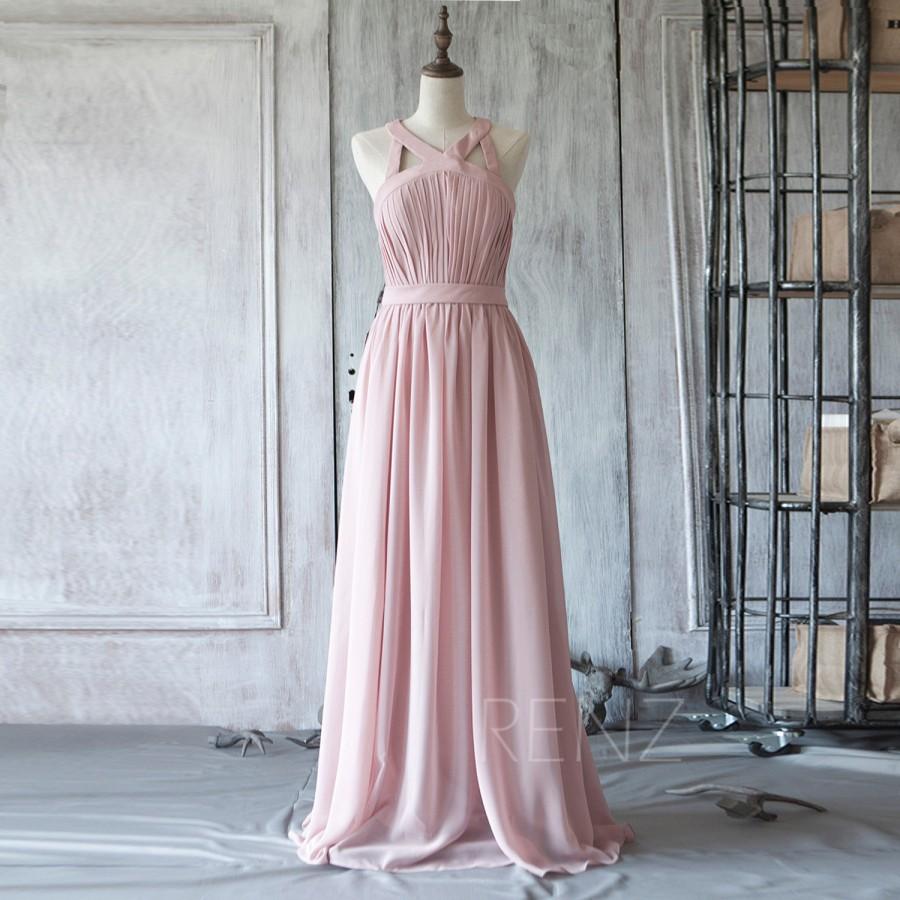 زفاف - 2015 Dusty Thistle Long Chiffon Bridesmaid dress, Dusty Pink Wedding dress, Maxi dress, Formal dress floor length (F275)