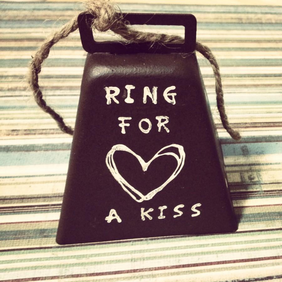 Hochzeit - Rustic Wedding Kissing Bell - Cowbell - Country Wedding - Ring for a Kiss