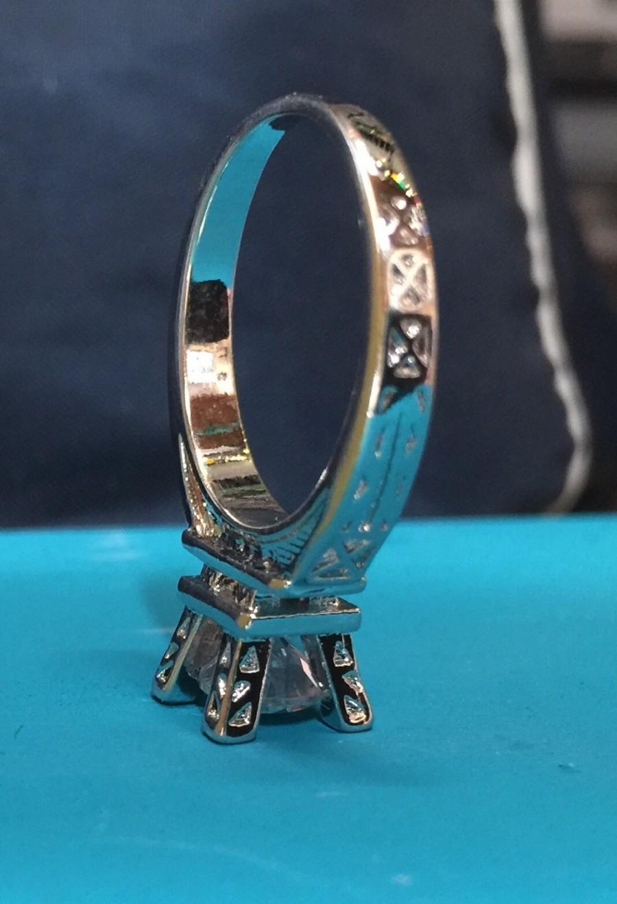 زفاف - Sterling Silver Cubic Zirconia Eiffel Tower Engagement Ring size 7 Paris Jewelry Paris Ring 925 Sterling Silver Promise Ring