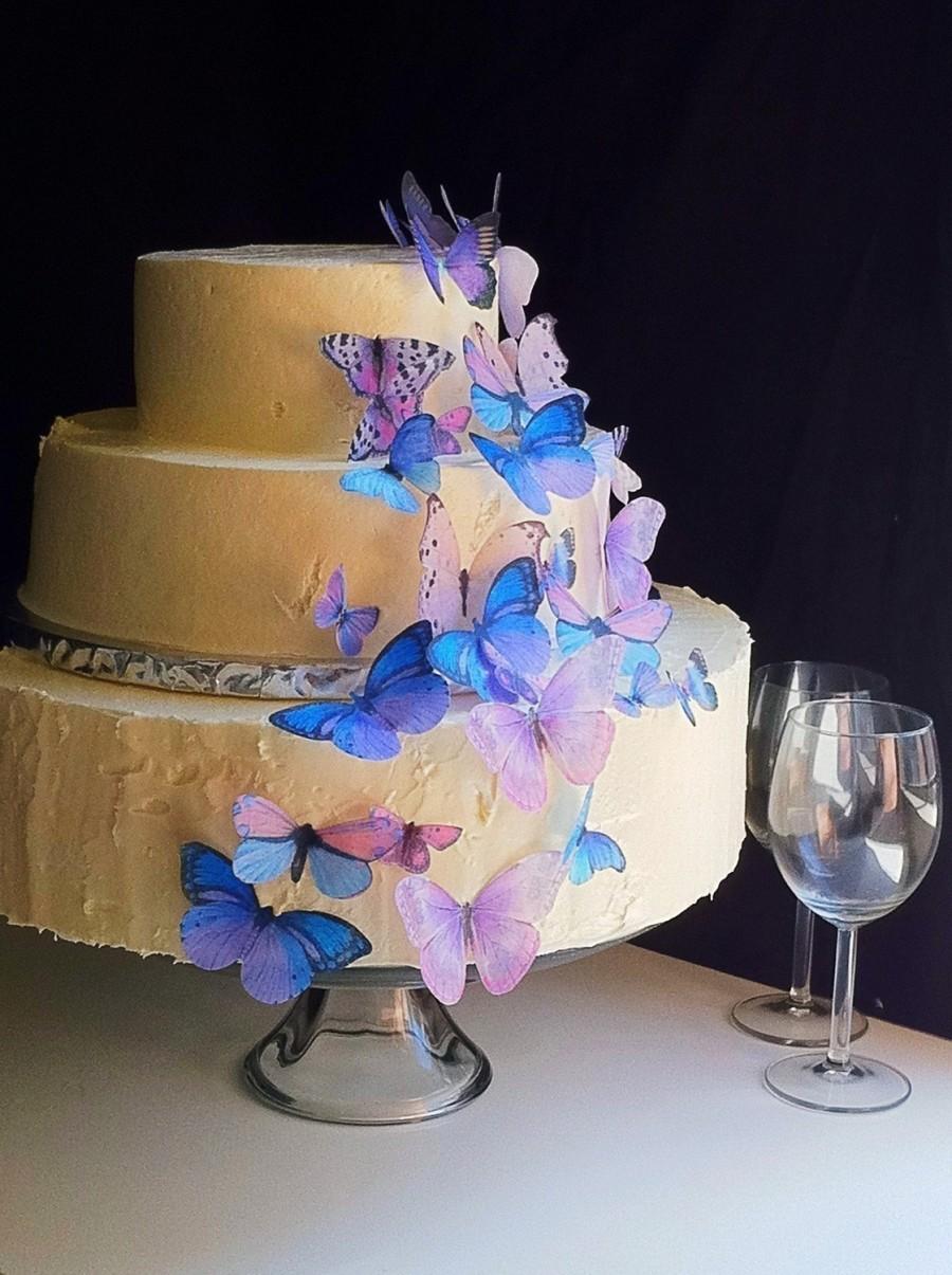 زفاف - Wedding Cake Topper The Original EDIBLE BUTTERFLIES - Assorted Purple - set of 30 - Cake & Cupcake toppers - Food Accessories