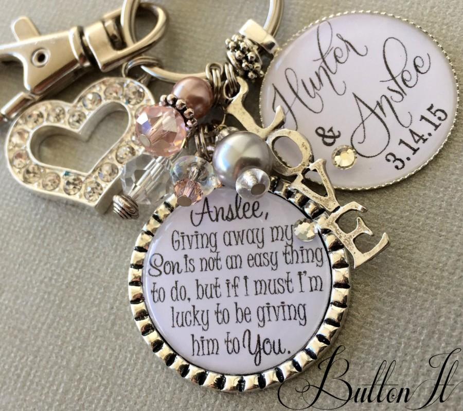 Wedding - Future daughter in law gift, bride heart, giving away my son is not an easy thing to do, Bridal bouquet charm, lucky to be giving him to you