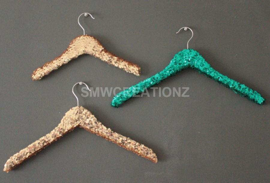 Mariage - Gold- Teal- Pink - Silver- Sequin Hanger- Wedding Hanger- Gold/ Teal Hanger- Adult Size- Child Size